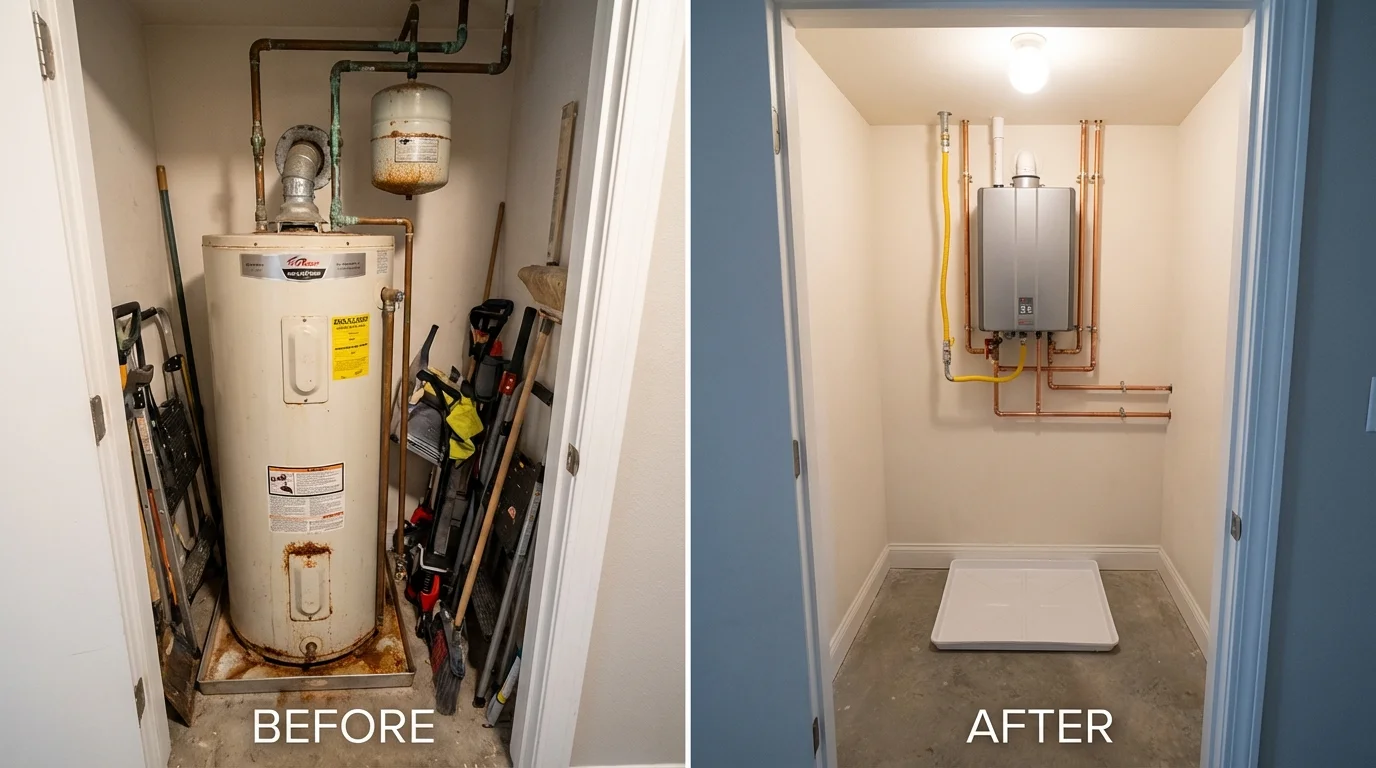 Tank water heater versus wall-mounted tankless unit comparison for Kalida, OH homeowners